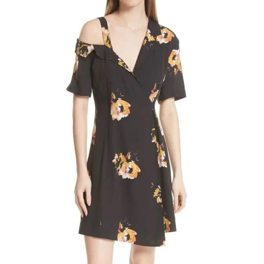 A.L.C. Lucia Floral Print Silk Cold Shoulder Dress - Picture 6 of 6